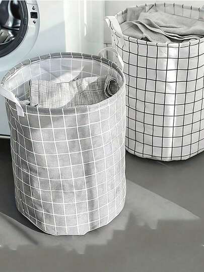 Giỏ đựng quần áo bẩn bằng vải gia dụng, giỏ đựng đồ bằng vải cotton lanh hình tròn, thùng đựng đồ chơi và vật dụng linh tinh có thể gấp gọn.
