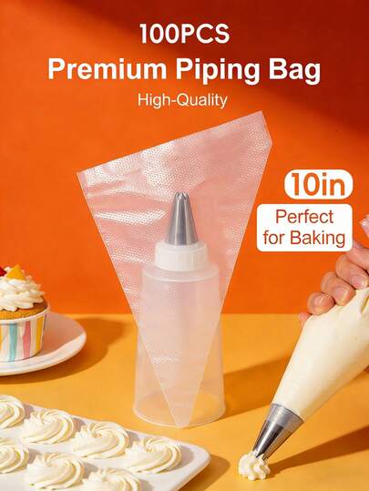 100 Pcs Transparent Cream Piping Bags, Disposable Pastry Bags, Cake Decorating Bags, Suitable For DIY Cakes, Macarons, Cookies, Pastries And Bread Decorating