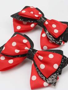 Set de 2 pinzas para el cabello de niña con diseño de mariquita y moño, pinza de pato a lunares rojos con diseño de insecto, accesorios de cabello casuales adecuados para adolescentes para uso diario - Multicolor - Ver 2