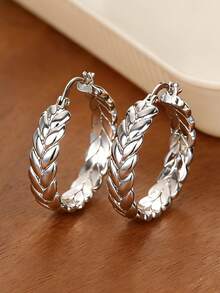 1 Pair Elegant Hoop Earrings For Women For Wedding Engagement Anniversary Party Jewelry Valentine's Day Gift - 1# - View 2