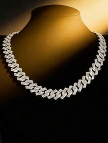 1件嘻哈几何链项链 时尚高品质嘻哈水钻项链手链首饰礼品 - 鏈條項鍊 - 查看 2