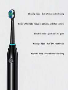 Electric Toothbrush 5 Modes Rechargeable Waterproof With 4 Brush Heads Deep Cleaning Soft Bristles For Sensitive Teeth Home Travel Oral Care - Multicolor - View 7