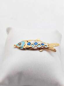 1件海洋生物主题鱼形项链吊坠，时尚优雅，适合日常佩戴 - 金黃色 - 查看 9