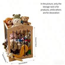 Jaula de almacenamiento de animales de peluche de madera, estantería organizadora de muñecas, estante de almacenamiento de juguetes para bebés para juguetes de peluche, ropa y libros, soporte de exhibición cuadrado para la habitación de los niños - Multicolor - Ver 12