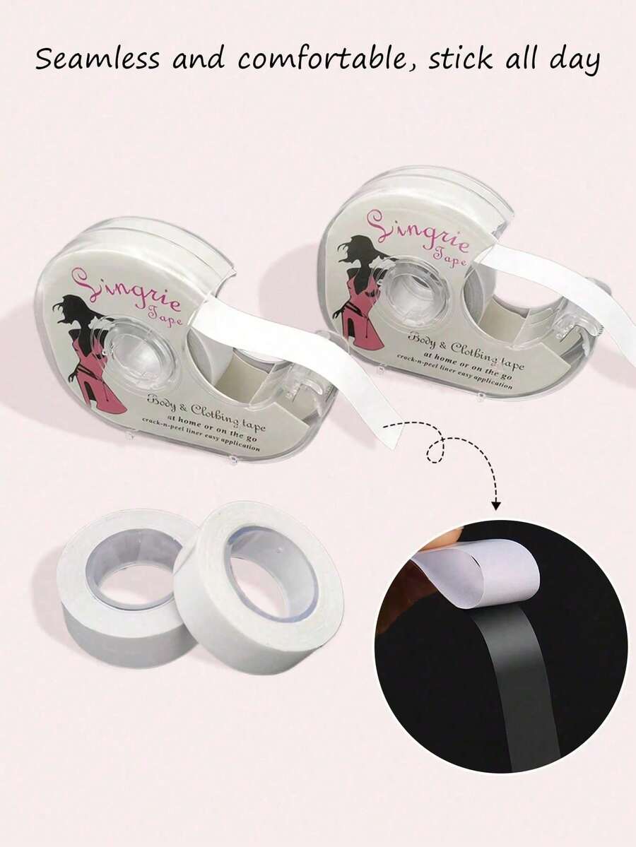 1 Roll/Set Double-Sided Waterproof Strong Adhesive Tape, Durable, Transparent Invisible Design, Suitable For Fixing Chest And Clothing Collars, Prevent Wardrobe Malfunction - Multicolor - View 1