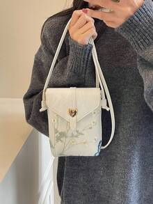 2026 New Lace Embroidered Phone Bag, Versatile Small Crossbody Bag For Petite Women - White - View 8