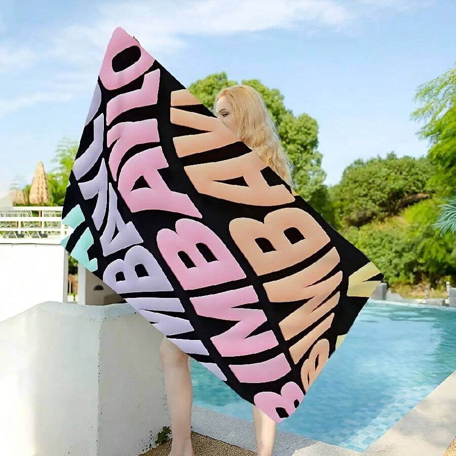 Fashion B B BimbaeS L L LolaeS Microfiber Beach Towel Absorbent Quick Dry Soft Yoga Swimming Resort Mountain Climbing Towel(10) - 白色 - 查看 1