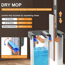 2026 Hot Spring Summer Mop And Bucket With Wringer Set For Home, 61" Long Handle Flat Mop And Bucket Cleaning System, Wet Dry Floor Mop & Window Wall Cleaner With 4 Washable Reusable Microfiber Pads, Multi-Surface Cleaner For Hardwood, Laminate, Tile, Vinyl, Kitchen, Office, Household Cleaning Tool, Perfect For Daily Use, Birthday Party, Holiday Cleaning & Ideal Festival Birthday Gift For Family, Friends, Homeowners - Bộ lau nhà bằng sợi microfiber 61 inch kèm xô và 4 miếng lau. - Xem 3