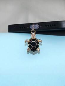 夏季 Type-C 防尘塞挂件，可爱小乌龟闪亮水钻手机吊坠，电子宠物风格手机配件 - 彩色 - 查看 3