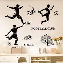 1 pieza Pegatina de pared con silueta de jugador de fútbol, diseño de jugador de fútbol pasando y disparando, papel tapiz autoadhesivo y removible, adecuado para decoración de sala de estar, dormitorio, armario, para la Copa de Fútbol 2026 - fútbol americano - Ver 9