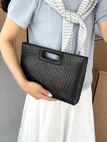 2026 New Fashion Women's Handbag, Minimalist Tote Bag, Spring Season Crossbody Chain Shoulder Bag, Elegant Evening Clutch, Unique Texture Ladies Bag - Black - View 5