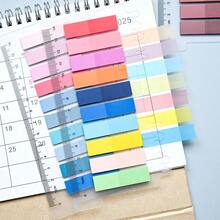 800 piezas/paquete 4 estilos de notas adhesivas transparentes de PET, pegatinas de índice con estilo europeo retro, adecuadas para estudiantes y uso de oficina - Unitalla - Ver 3