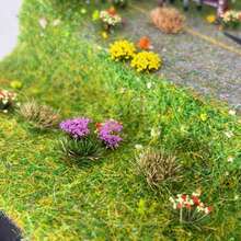 Sekotak Berisi 9 Gugusan Bunga Mini Model Tufts untuk Ornamen Model Arsitektur Miniatur – 5 Warna Cerah, Bunga Rumput Statis Realistis untuk Diorama, Model Kereta Api, & Ornamen dan Aksesori Arsitektur Bangunan Adegan Miniatur - Model mini gugusan bunga - View 3