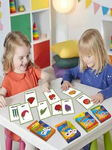 36 Stück Vokabelkarten für frühe Bildung, geeignet für Säuglinge und Kleinkinder, enthält hochfrequente visuelle Wortkarten für Vorschule und Lernen zuhause, lustige geometrische Formen, Tiere, Früchte und Körperteile Vokabular Karten, ein interessantes Lerngeschenk für Kinder - Verschiedenfarbig - Übersicht 3