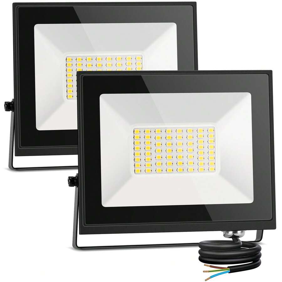 Aigostar Foco Led Exterior 30w 2700 lúmen, Impermeable IP65 Blanco Natural 4000 K para Jardín,Patio,Garaje,Parque,Parque 2 piezas - 30w-4000k - Ver 1