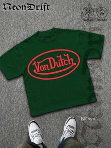 2026 New Arrival Unisex  Snake Graphic T-Shirt, Summer Cotton Pink Crew Neck Short Sleeve Oversized Tee, Vintage Los Angeles Chop Shop Print Casual Top For Streetwear & Y2K Outfits, Camiseta De Cuello Redondo - Forest Green - 查看 2