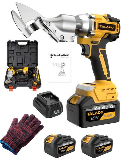 Cizalla metálica de 20V Max – corta chapa de acero calibre 14, cabezal giratorio 360°, par de 400 Nm, capaz de cortar chapa inoxidable, hierro, alfombra, cuero y cartón.