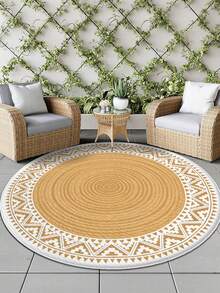 1pc Ultra-Thin Washable Plush Round Carpet, Minimalist Fresh Floral Pattern, Suitable For Patio, Garden, RV Camping, Indoor/Outdoor Use, Holiday Decor Rug | Natural Appearance Mat | Patio Carpet - Multicolor - View 4