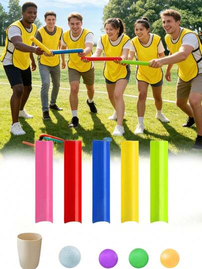 18件/2套 - 派对游戏套装，包含接球游戏和滚球游戏。它能增强团队凝聚力和协作精神，适合多人组队游戏，是家庭聚会、户外活动、生日派对、毕业季派对等场合的理想之选。派对游戏道具，趣味游戏，与TK Games出品的游戏类似。