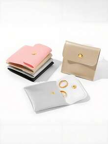 20/1pc Faux Leather Jewelry Pouch With Snap Closure, Jewelry Storage Bag - Luxury Gift Bag For Earrings, Necklaces, Bracelets And Rings - Pu Leather Storage Bag - View 10