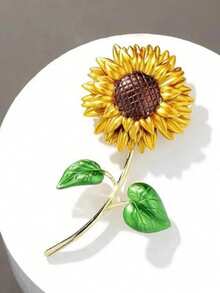Sunflower Brooch, Elegant Rhinestone Lapel Pin Accessory - Multicolor - View 3