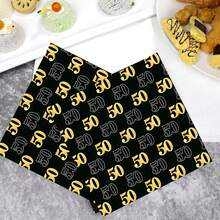 20张/40张/60张装，黑金50岁生日派对鸡尾酒会餐巾纸，“庆祝50周年”双层一次性纸巾，50周年纪念餐桌装饰（男女皆宜），50岁生日派对用品，50周年纪念及里程碑派对，13*13英寸 - 50歲 - 查看 5