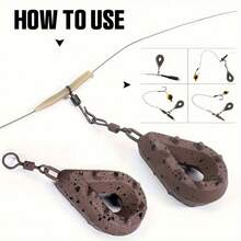 1个旋转防鱼眼形铅坠，50克/60克/80克/100克可选，椭圆形涂层表面，空心鲤鱼铅坠，适用于慢速释放饵，适配任何夹子，情人节钓鱼配件 - 彩色 - 查看 3