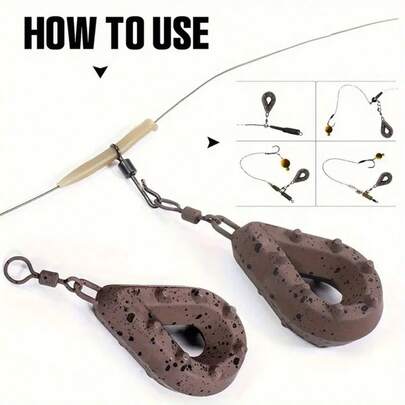 1个旋转防鱼眼形铅坠，50克/60克/80克/100克可选，椭圆形涂层表面，空心鲤鱼铅坠，适用于慢速释放饵，适配任何夹子，情人节钓鱼配件