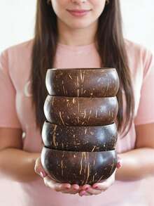 Bộ 2 bát vỏ dừa kèm thìa - Lý tưởng để đựng sữa chua, salad, cơm và các món tráng miệng - Đồ dùng nhà bếp thủ công - Nhiều màu - Xem 5