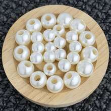 1 Pack Faux Pearl Beads For DIY Jewelry Making, Large Hole Plastic Acrylic Spacer Beads For Jewelry Crafting - White - View 7