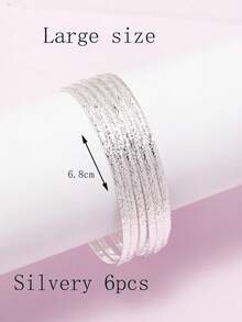 6 件套独特雕花手镯，简约优雅设计，百搭叠戴 - 彩色 - 查看 31