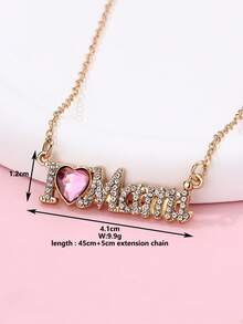 1件时尚优雅的母亲节礼物“我爱妈妈”吊坠项链，适合日常佩戴、送礼、节日佩戴 - 金色 - 查看 5