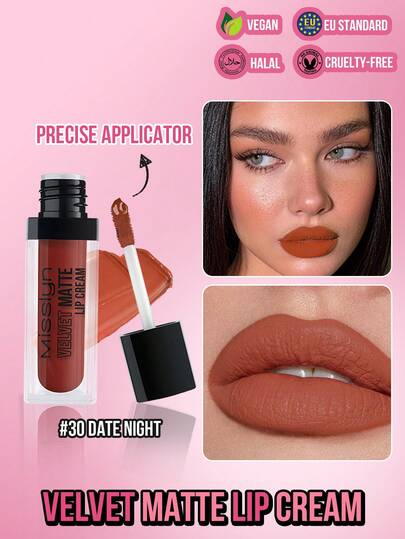 Misslyn 丝绒哑光唇彩，轻盈持久，显色度高，质地柔滑如丝绒，高饱和度哑光色调，有效对抗干燥，适合Y2K妆容、派对、海滩、旅行、度假、露营、户外活动、玫瑰时尚新年妆容、校园魅力、春节、情人节礼物