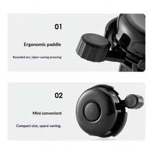 2个黑色自行车铃铛 - 采用阳极氧化铝和聚丙烯材质,防锈防水,声音清晰响亮,适合成人使用,无需工具即可安装在任何自行车上 - 彩色 - 查看 10