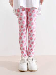 4 piezas Leggings ajustados con estampado animal para niñas, pantalones tobilleros elásticos y ajustados, uso diario cómodo, primavera/verano - Multicolor - Ver 9