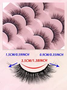 ENCHUW 5 Pairs False Lashes Soft Lashes Thick Eye Lashes False Eyelashes Natural Look Cat Eye Lashes Wispy Fake Eyelashes Fluffy Natural Eye Lashes - Black - View 2