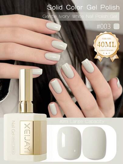 1 Flasche 40ml sanfter elfenbeinfarbener Nagellack-Gel, semi-permanenter klarer Nagellack, UV LED Nagellack zum Abweichen, Nail Art DIY Dekoration, geeignet für Salon Zuhause & Damen Geschenk