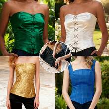 专业牛皮纸缝纫纸样：女士束身胸衣缝纫纸样 - 包含 3 种款式：无肩带、系带和吊带胸衣 - 未裁剪牛皮纸 - DIY 时尚紧身胸衣项目书封面缝纫纸样缝纫用品（仅纸样） - A - 查看 6