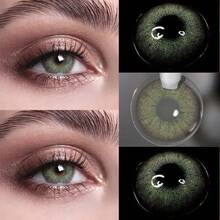 1 Pair Leermoo Green Cat Eye Natural Makeup 14.2mm Disposable - WildCat Green - View 4