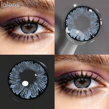 Lalens 1副装 14.5mm 大眼彩色隐形眼镜，年抛型，时尚美瞳，适合日常妆容，蓝色镜片，美化双眼，小瞳孔设计，适合秋冬季节，Y2K风格，百搭，生日、圣诞节等场合的理想之选，派对和生日的完美礼物 - Big Eye Girl Blue - 查看 3