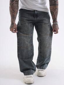 Baggy Carpenter Jeans Men's Wide Leg Pants Without Lycra Ref: 3162 - Burnt Green - View 3