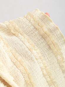 女士露背吊带蕾丝花边层叠吊带背心，后背系带，夏季波西米亚风度假上衣 - 淡黃色 - 查看 5