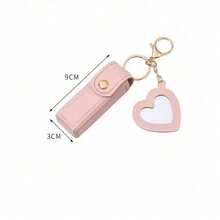 1PC Heart Mirror Makeup Pouch – A Thoughtful Gift For Her, Lipstick Storage Bag, Ideal For Travel Use - Red - View 10