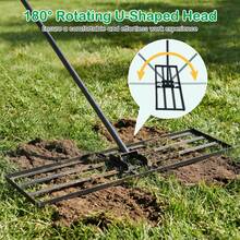 COSTWAY Lawn Leveling Rake With 177cm Adjustable Long Handle And Anti-Slip Grip
, Black - A - View 5