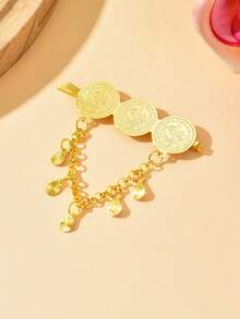 阿拉伯风格女士发饰，硬币形发夹，简约头饰，四季皆宜 - 金色 - 查看 5