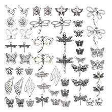 16/22/52件装畅销合金动物蜻蜓蝴蝶系列吊坠饰品，适用于DIY手工手链项链耳环首饰配件 - 復古銀色 - 查看 15