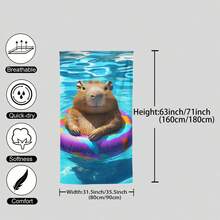 1pc Capybara Print Beach Towel, Soft Comfortable Lightweight Beach Towel, Suitable For Travel, Swimming, Diving, Surfing, Yoga, Camping, Beach Accessories - SSTJ11690 - View 3