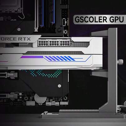 Giá đỡ card đồ họa máy tính để bàn bằng chất liệu ABS, giá đỡ GPU mở rộng, phụ kiện nâng hạ card màn hình, phiên bản đen trắng.