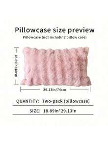 1/2pcs Plush Rabbit Fur Pillow Cover, Suitable For Sofa Decor, Bed Pillow, Zipper Closure, Soft & Smooth Velvet Texture, Cozy Feel - White - View 2