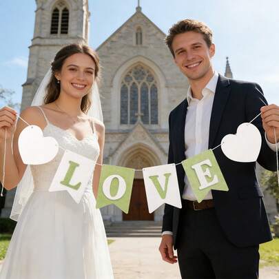 Bride To Be & Groom Wedding Photography Props, Mr. & Mrs. Engagement Marriage Hanging Banner, Party Decor Backdrop, LOVE Diamond Just Married Bridal Shower Gifts